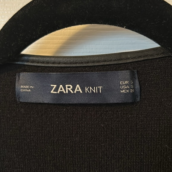 Zara Knit Cardigan with Faux Leather Piping - Picture 2 of 6